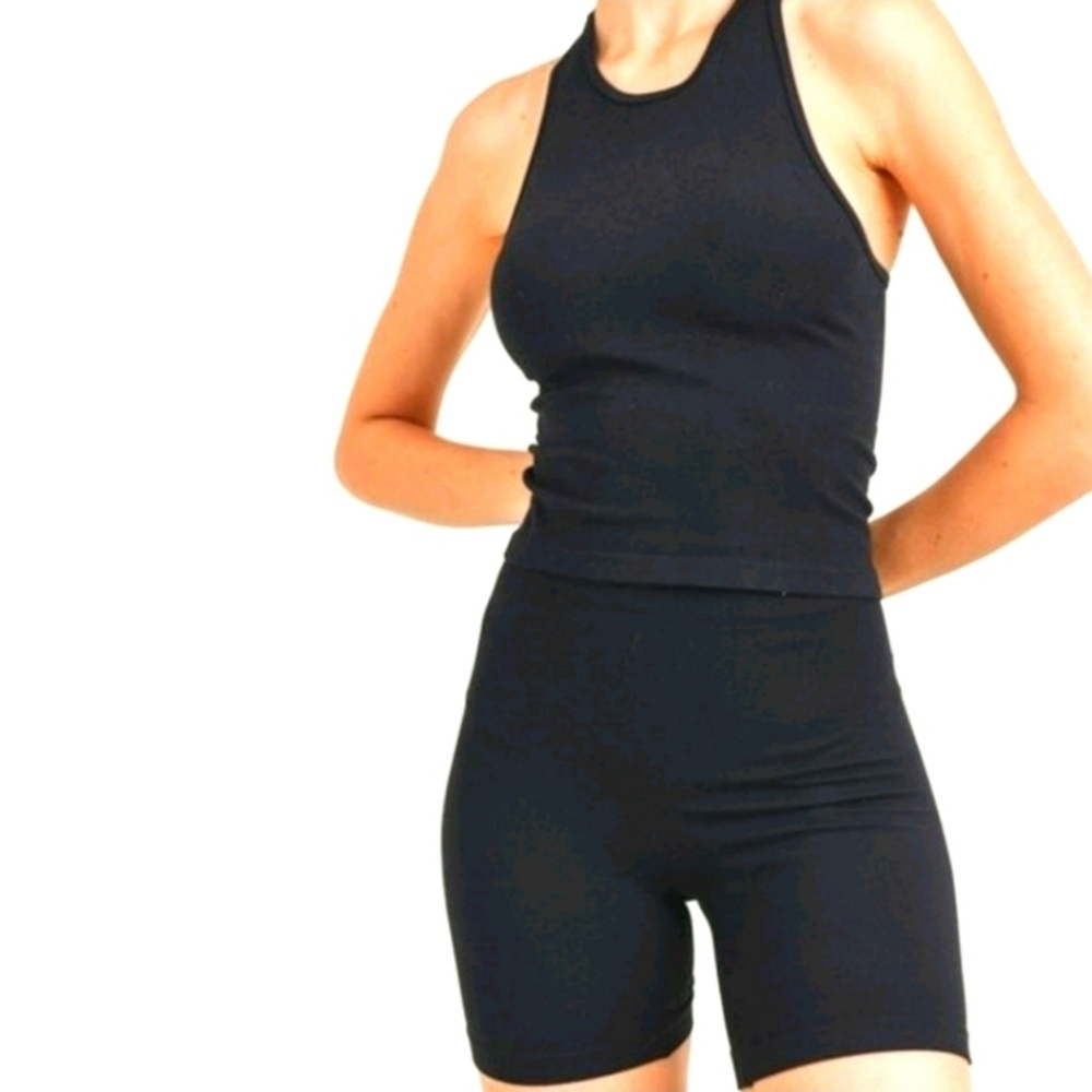 Black Sleeveless Top and Shorts Set